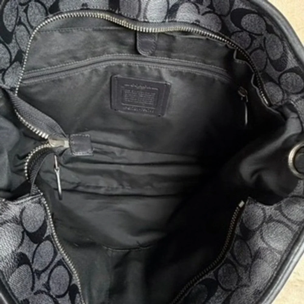 Coach Signature Business Tote Charcoal Black Monogram Crossbody Bag F54799